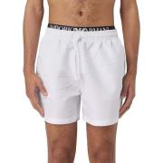 Zwembroek Emporio Armani Beach Double Waistband Swim Shorts White