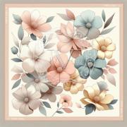 Sjaal V 1969 Grote zijden carré Lente Bloemen