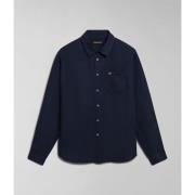 Overhemd Lange Mouw Napapijri G-LINEN LS NP0A4HQ2-176 BLU MARINE