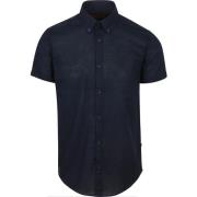 Overhemd Lange Mouw Suitable Korte Mouwen Overhemd Cotton Slub Navy
