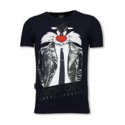 T-shirt Korte Mouw Local Fanatic Pussy Cat Rhinestone