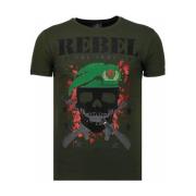 T-shirt Korte Mouw Local Fanatic Skull Rebel Rhinestone