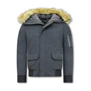 Parka Jas Enos Korte Winterjas Faux Bontkraag