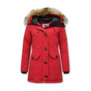 Parka Jas Matogla Rode Winterjas Bontkraag