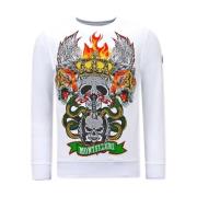 Sweater Tony Backer Print Skull Head