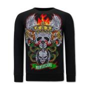 Sweater Tony Backer Print Skull Head