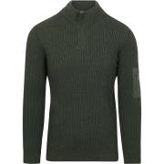 Sweater Suitable Mou Half Zip Trui Donkergroen