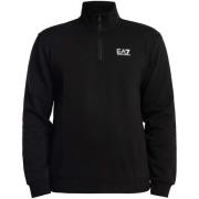 Sweater Emporio Armani EA7 Sweatshirt met borstlogo en 1/4 rits