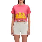 T-shirt Korte Mouw Sundek Cropped T-Shirt With Maxi Logo Print