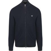 Sweater Gant Vest Texture Donkerblauw