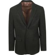 Blazer Suitable Colbert Herringbone Merinowol Donkergroen