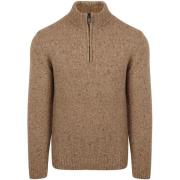 Sweater Suitable Half Zip Trui Donnegal Tweed Eco Wool Beige