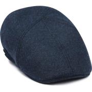 Hoed Suitable Flat Cap Wool Herringbone Navy