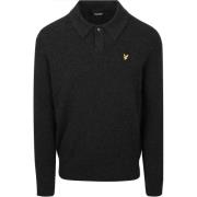 Sweater Lyle And Scott Lyle Scott Longsleeve Poloshirt Lamswol Zwart