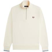 Sweater Fred Perry Half Zip Sweatshirt Ecru/Court Blue/Oxblood