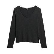 T-Shirt Lange Mouw Superdry T-shirt manches longues slim col en V noir