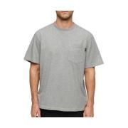 T-shirt Korte Mouw Superdry T-shirt Contrast Stitch Pocket gris