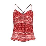 Top Superdry Débardeur imprimé tissé rouge