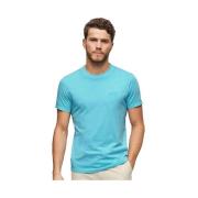 T-shirt Korte Mouw Superdry T-shirt Essential Logo brodé bleu ciel