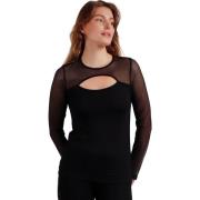 Blouse Admas Top met lange mouwen en open tule kraag Christmas