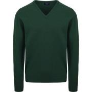 Sweater William Lockie V-Hals Lamswol Tartan Donkergroen