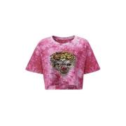 T-shirt Korte Mouw Ed Hardy Los Tigre Grop Top Rosa
