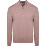 Trui Profuomo Half Zip Pullover Luxury Basic Roze