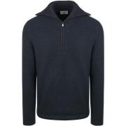 Sweater Suitable Deep Zip Pullover Boiled Wool Navy