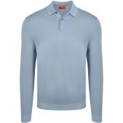Polo Shirt Lange Mouw Suitable Compact Cotton Poloshirt Staal Blauw