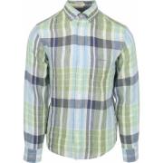 Overhemd Lange Mouw Gant Overhemd Linnen Ruiten Blauw Groen