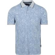 Polo Shirt Korte Mouw State Of Art Polo Printed Leafs Lichtblauw
