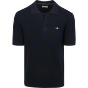 Polo Shirt Korte Mouw Gant Knitted Poloshirt Navy