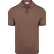 Polo Shirt Korte Mouw Suitable Knitted Half Zip Polo Dan Tabacco