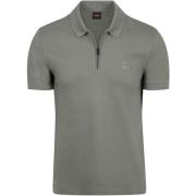 Polo Shirt Korte Mouw BOSS Passerzip Half Zip Polo Open Groen