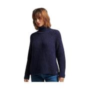 Trui Superdry Pull Slouchy Stitch col roulé bleu