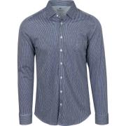 Overhemd Lange Mouw Desoto Shirt Kent Stripes White and Navy Blue