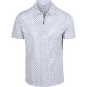 Polo Shirt Korte Mouw R2 Amsterdam Half Zip Polo Wit Print
