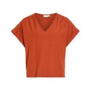 Blouse Vila Top Prisilla V-Neck - Burnt Brick