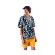 Overhemd Korte Mouw Brava Fabrics Sunset Aloha Shirt - Navy