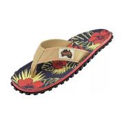 Teenslippers Gumbies Islander Denim Hibiscus