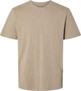 Selected Homme SLHASPEN SLUB SS O-NECK TEE NOOS Bruin heren