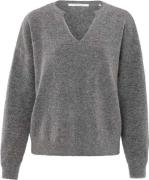 Yaya Sweater with round v-neck Grijs dames