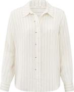 Yaya Gestreepte blouse met plooidetail Beige dames