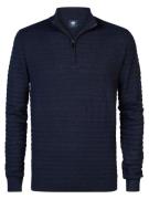 Petrol Trui Collar Basic Navy heren