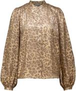 Geisha Blouse velvet look leopard Goud dames
