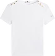 Tommy Hilfiger T-shirt Gold Button Slimfit Off White dames