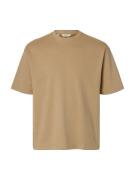 Selected Homme T-shirt Oscar Loose Fit Beige heren