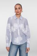 Geisha Blouse embroidered flowers Blauw dames
