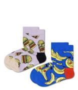 Happy Socks Sokken 2-Pack Kids Lunchtime Socks Blauw