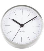 Karlsson Wekkers Alarm Clock Minimal Nickel Case Wit